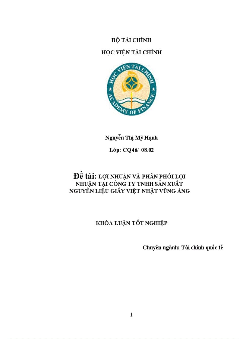 Lợi nhuận và phân phối lợi nhuận tại công ty tnhh sản xuất nguyên liệu giấy việt nhật vũng áng