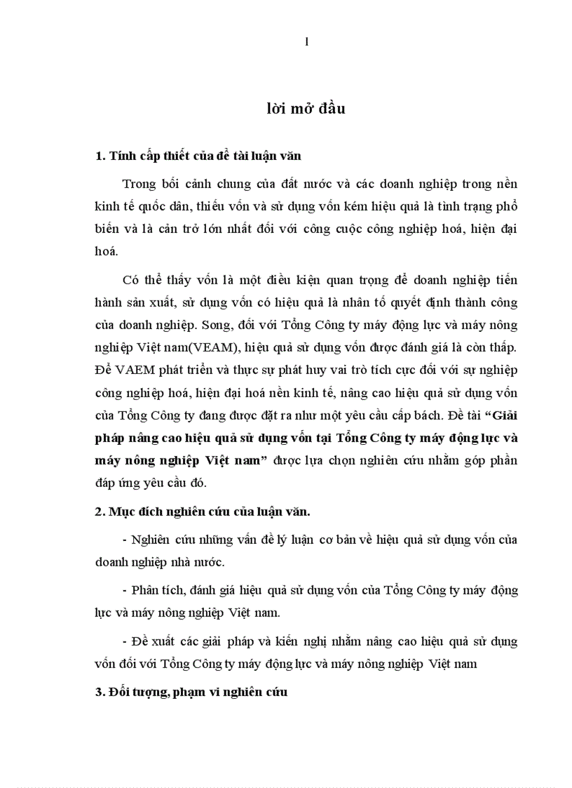 Giải pháp nâng cao hiệu quả sử dụng vốn tại Tổng Công ty máy động lực và máy nông nghiệp Việt nam 1