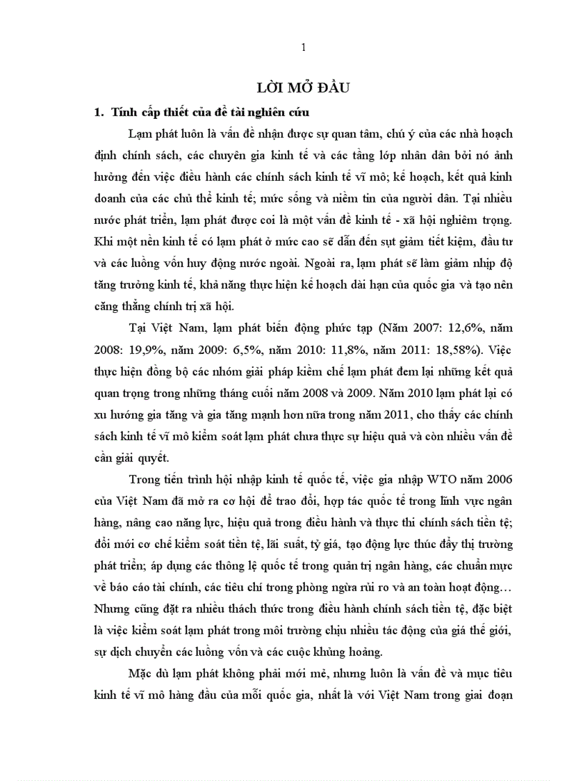Vấn đề lạm phát ở Việt Nam trong giai đoạn 2007 2011 Giải pháp kiềm chế phòng ngừa