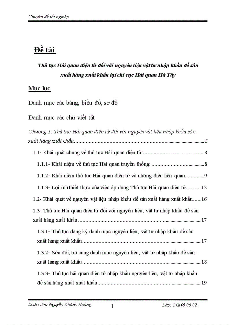 Thủ tục Hải quan điện tử đối với nguyên liệu vật tư nhập khẩu để sản xuất hàng xuất khẩu tại chi cục Hải quan Hà Tây