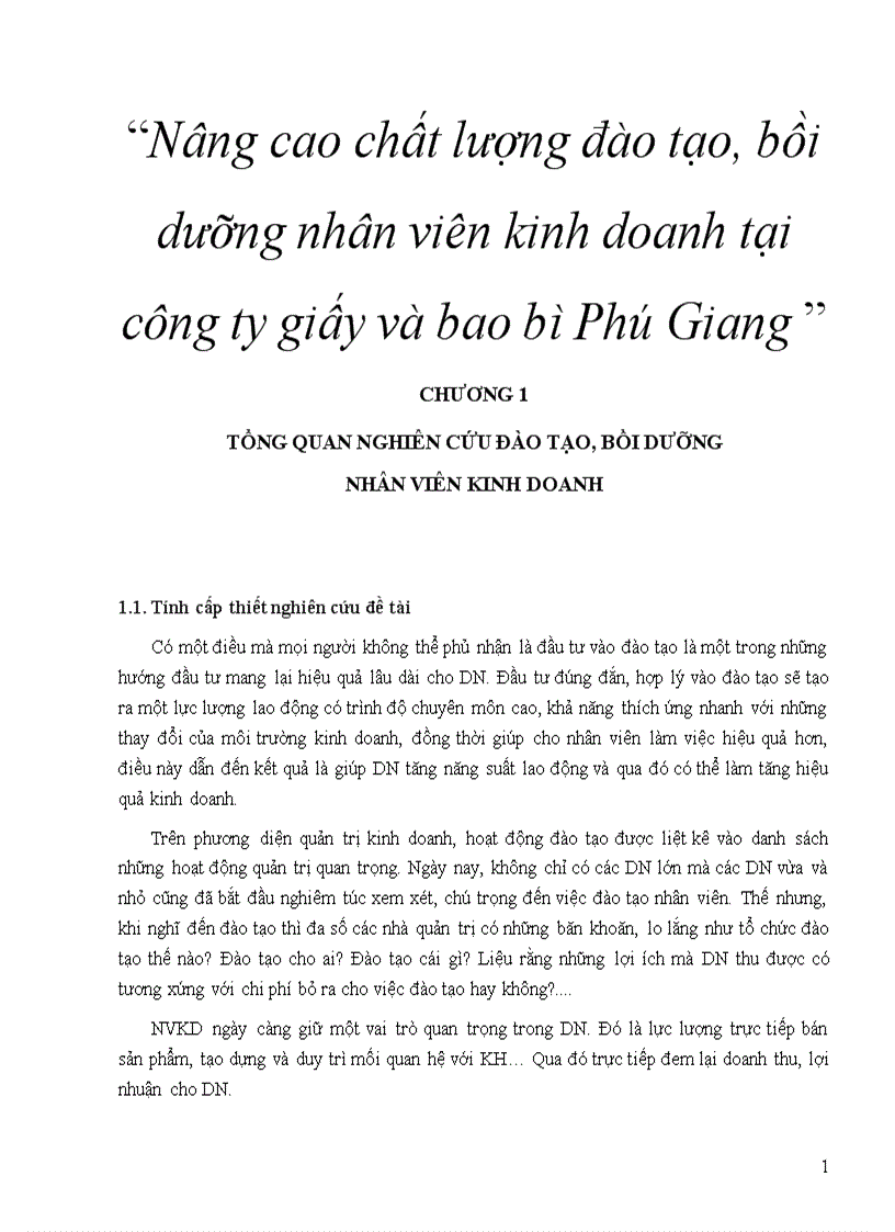 Nâng cao chất lượng đào tạo bồi dưỡng nhân viên kinh doanh tại công ty giấy và bao bì Phú Giang 6