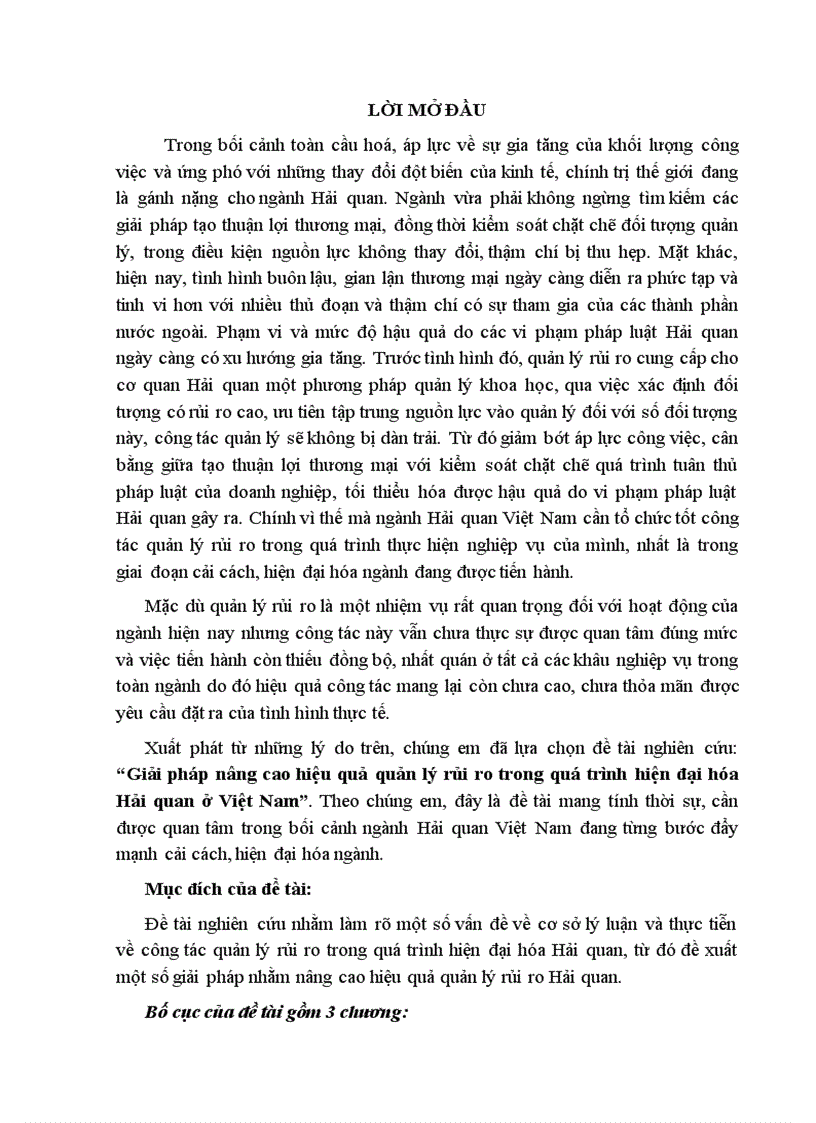 Giải pháp nâng cao hiệu quả quản lý rủi ro trong quá trình hiện đại hóa Hải quan ở Việt Nam 1