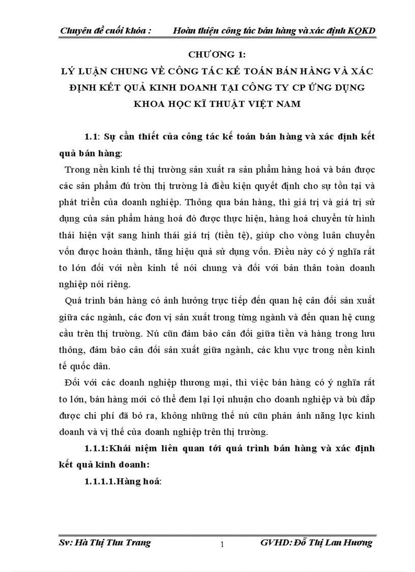 Kế toán bán hàng và xác định kết quả kinh doanh tại công ty cp ứng dụng khoa học kĩ thuật việt nam 3