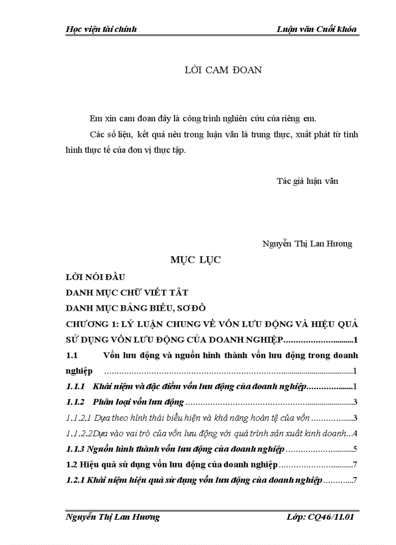 Vốn lưu động và một số giải pháp nhằm nâng cao hiệu quả sử dụng vốn lưu động của công ty cổ phần Điện nhẹ Viễn thông