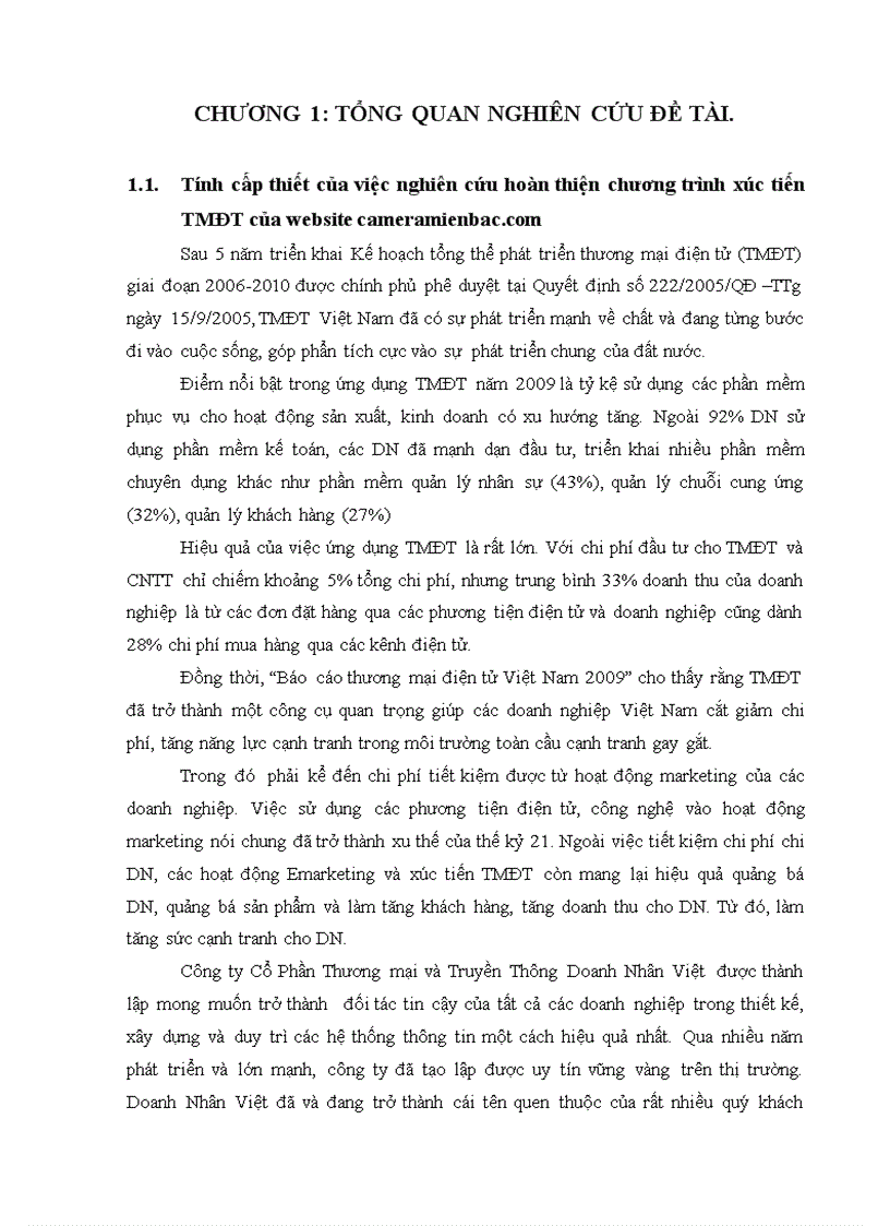 Hoàn thiện chương trình xúc tiến TMĐT của công ty cổ phần thương mại và truyền thông Doanh Nhân Việt qua website cameramienbac com 1