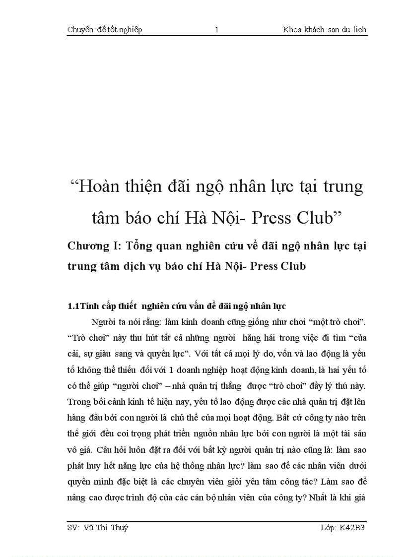 Hoàn thiện đãi ngộ nhân lực tại trung tâm báo chí Hà Nội Press Club 1