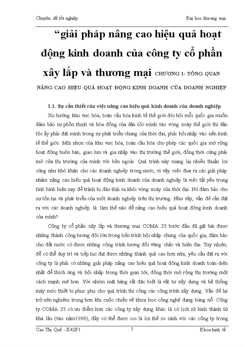 Giải pháp nâng cao hiệu quả hoạt động kinh doanh của công ty cổ phần xây lắp và thương mại