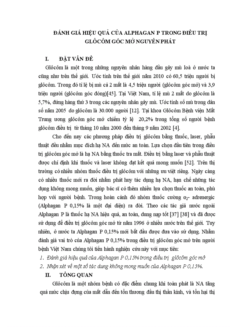 Đánh giá hiệu quả của alphagan p trong điều trị glôcôm góc mở nguyên phát