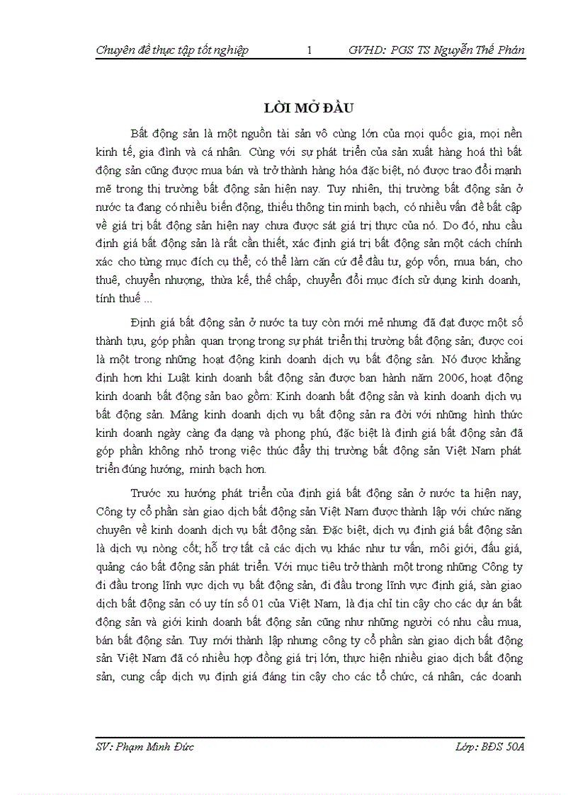 Hoàn thiện công tác định giá bất động sản tại công ty Pacific