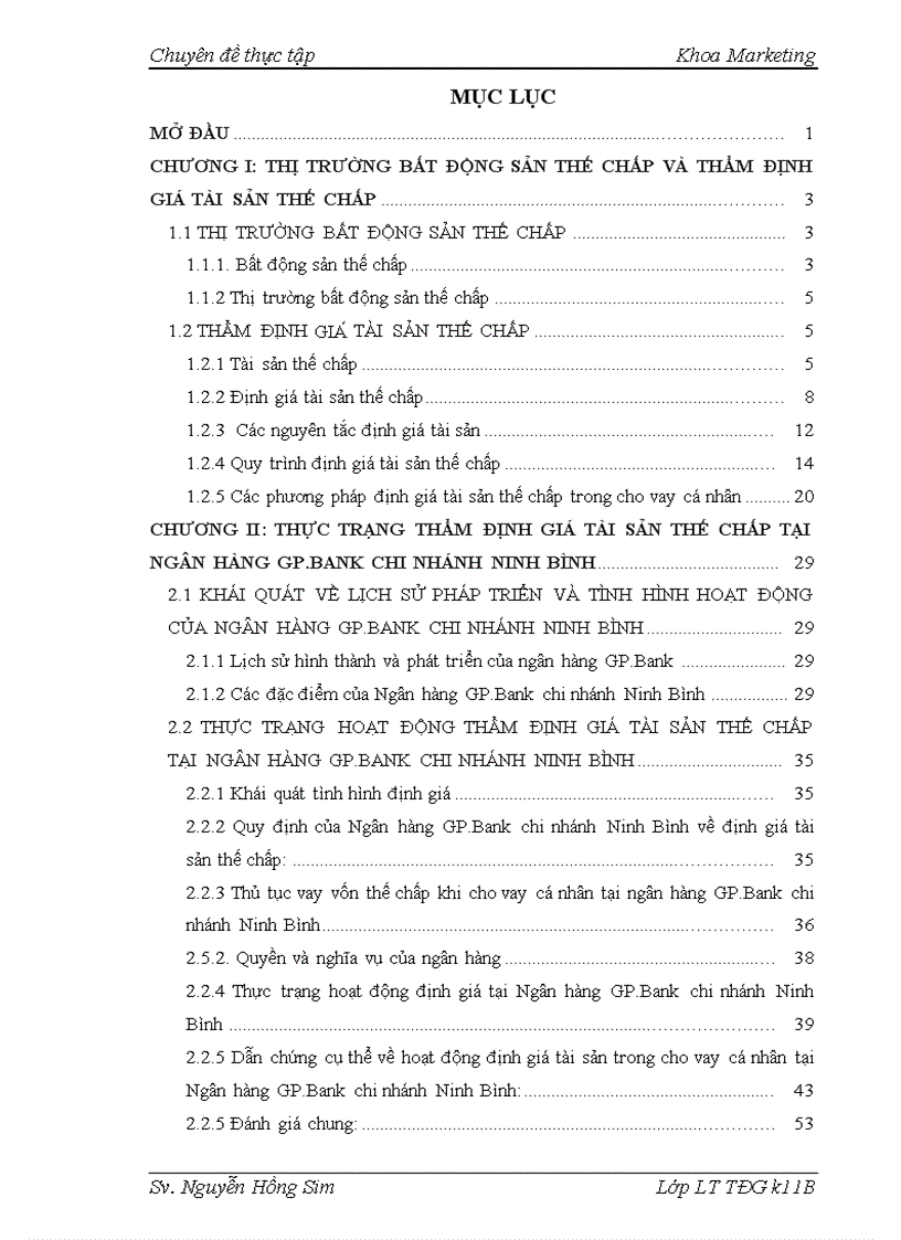 Thực trạng thẩm định giá tài sản thế chấp tại ngân hàng gp bank chi nhánh ninh bình