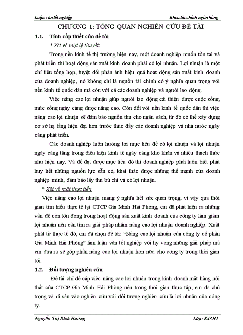 Nâng cao lợi nhuận của công ty cổ phần Gia Minh Hải Phòng 1
