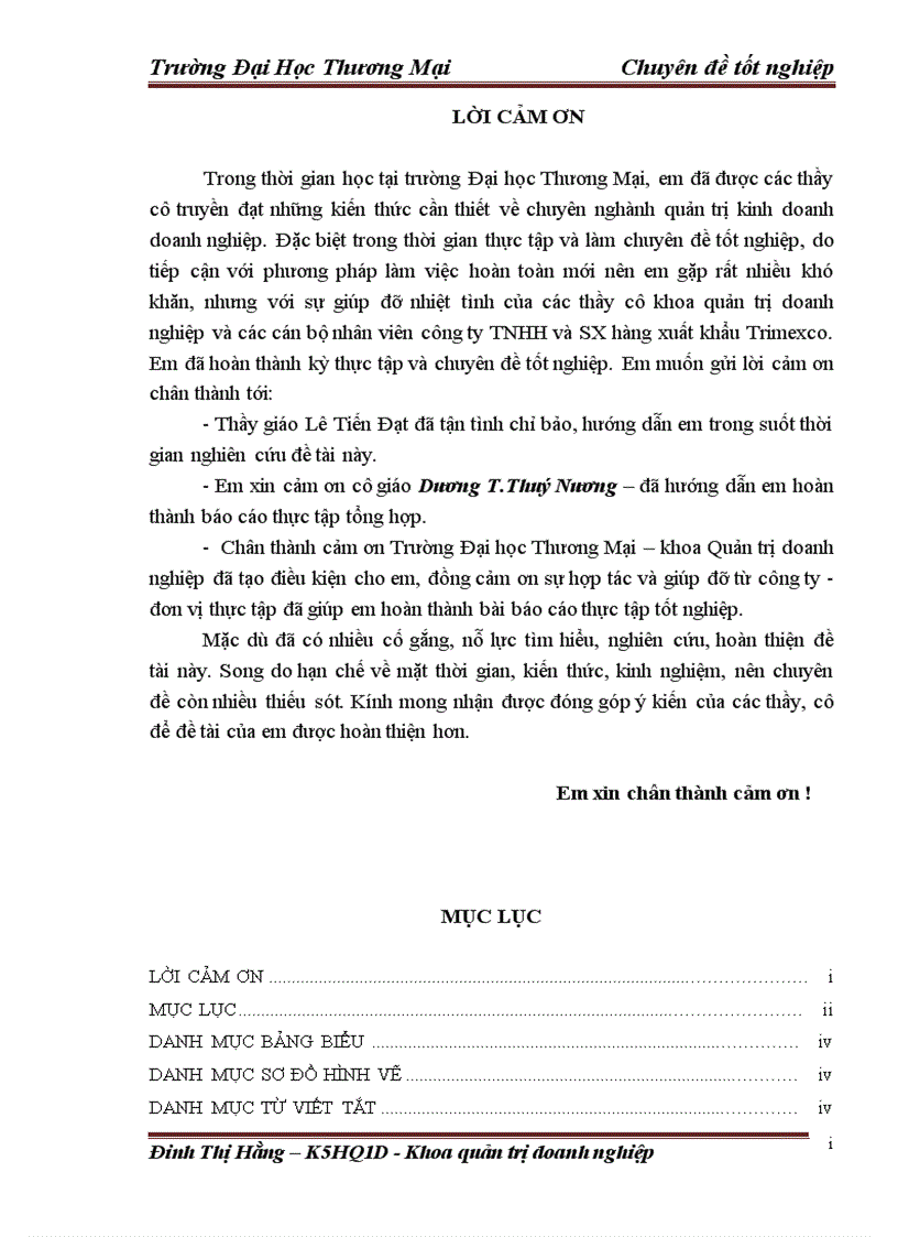 Giải pháp ngăn ngừa và giảm thiểu rủi ro trong kinh doanh tại công ty tnhh đttm và sx hàng xuất khẩu trimexco