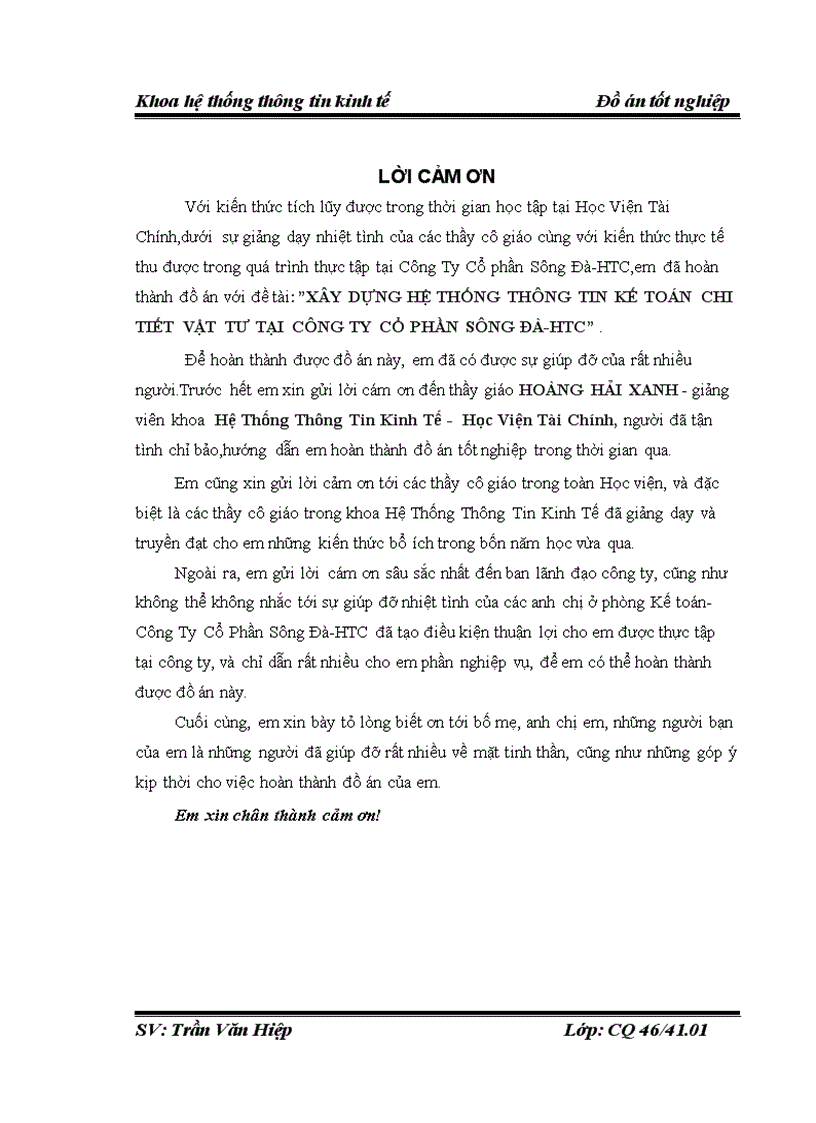 Xây dựng hệ thống thông tin kế toán chi tiết vật tư tại công ty cổ phần sông đà htc 1