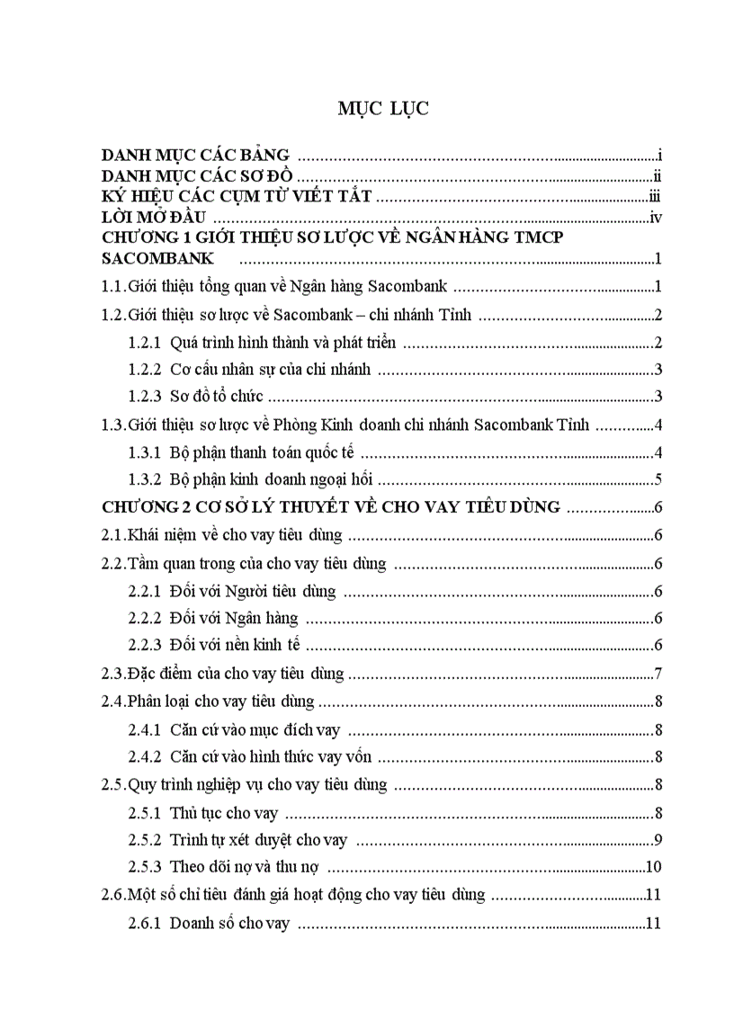 PHÂN TÍCH HIỆU QUẢ CHO VAY TIÊU DÙNG TẠI NGÂN HÀNG TMCP SÀI GÒN THƯƠNG TÍN (SACOMBANK)