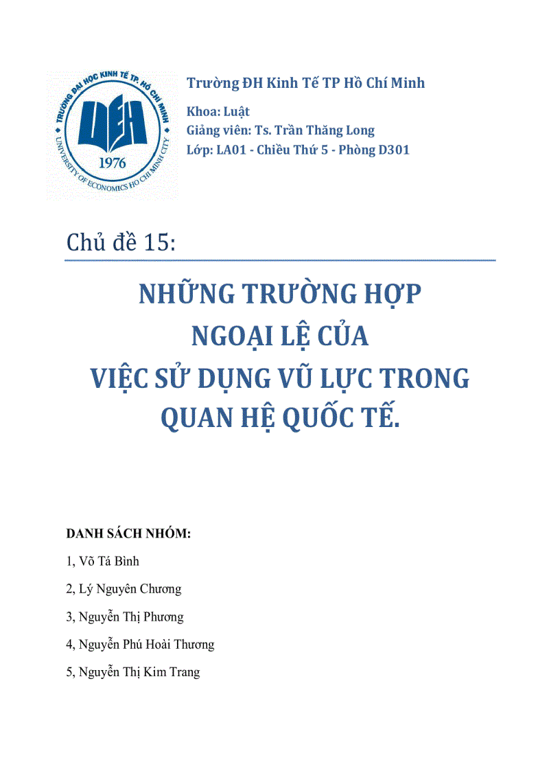 Ngoại lệ sử dụng vũ lực trong quan hệ quốc tế