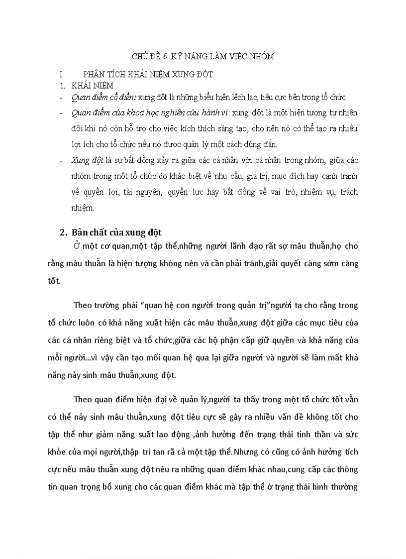 Kỹ năng giao tiếp thuyết trình- xung đột trong nhóm và phương pháp giải quyết xung đột