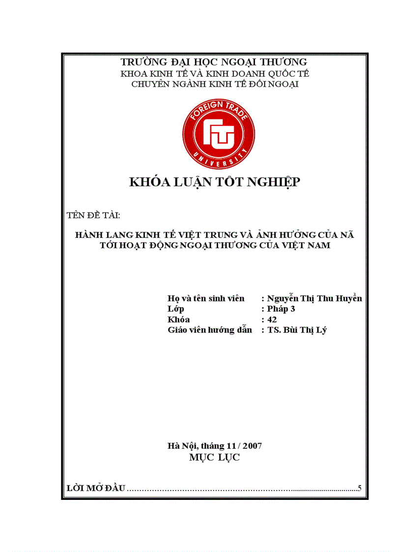 Hành lang kinh tế việt trung và ảnh hưởng của nó tới hoạt động ngoại thương của việt nam 1