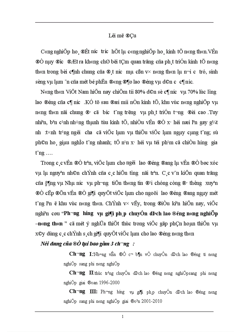 Phương hướng và giải pháp chuyển dịch cơ cấu lao động nông nghiệp nông thôn ở Việt Nam giai đoạn 2001 2010 1