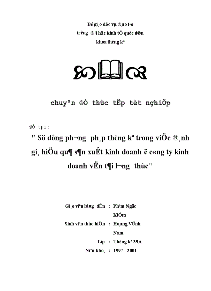 Sử dụng phương pháp thống kê trong việc đánh giá hiệu quả sản xuất kinh doanh ở công ty kinh doanh vận tải lương thực