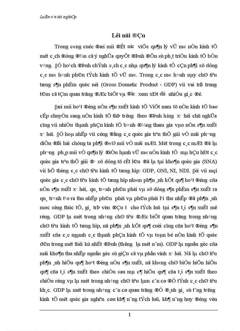 Vận dụng các phương pháp thống kê để phân tích chỉ tiêu GDP của Việt nam thời kỳ 1990 đến 2001 1