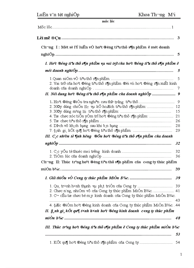 Một số biện pháp đẩy mạnh hoạt động tiêu thụ sản phẩm ở công ty thực phẩm miền Bắc