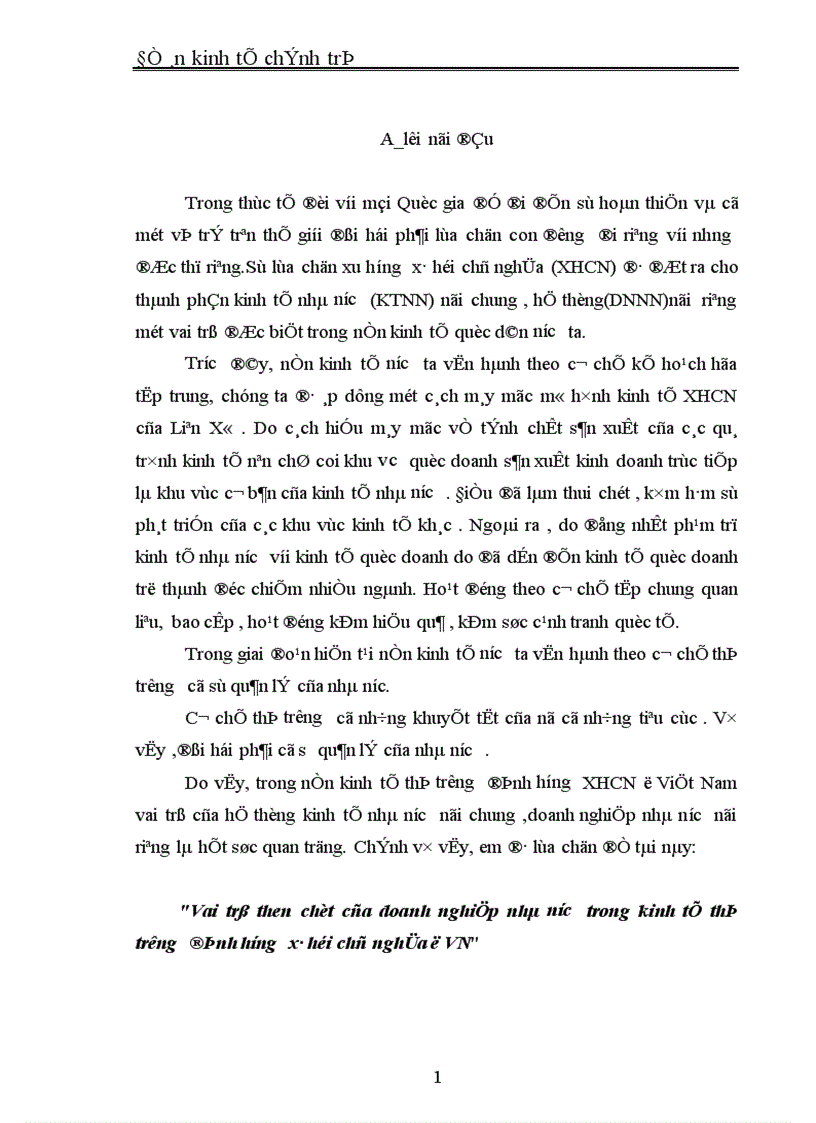 Vai trò then chốt của doanh nghiệp nhà nước trong kinh tế thị trường định hướng xã hội chủ nghĩa ở VN 1