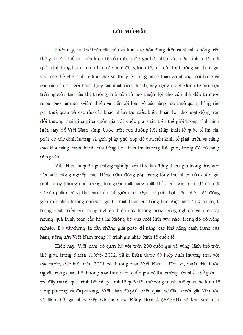 vấn đề nâng cao khả năng cạnh tranh của hàng nông sản Việt nam trong xu thế hội nhập kinh tế quốc tế 1