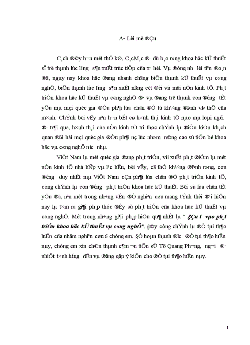Thực trạng đầu tư vào khcn ở việt nam