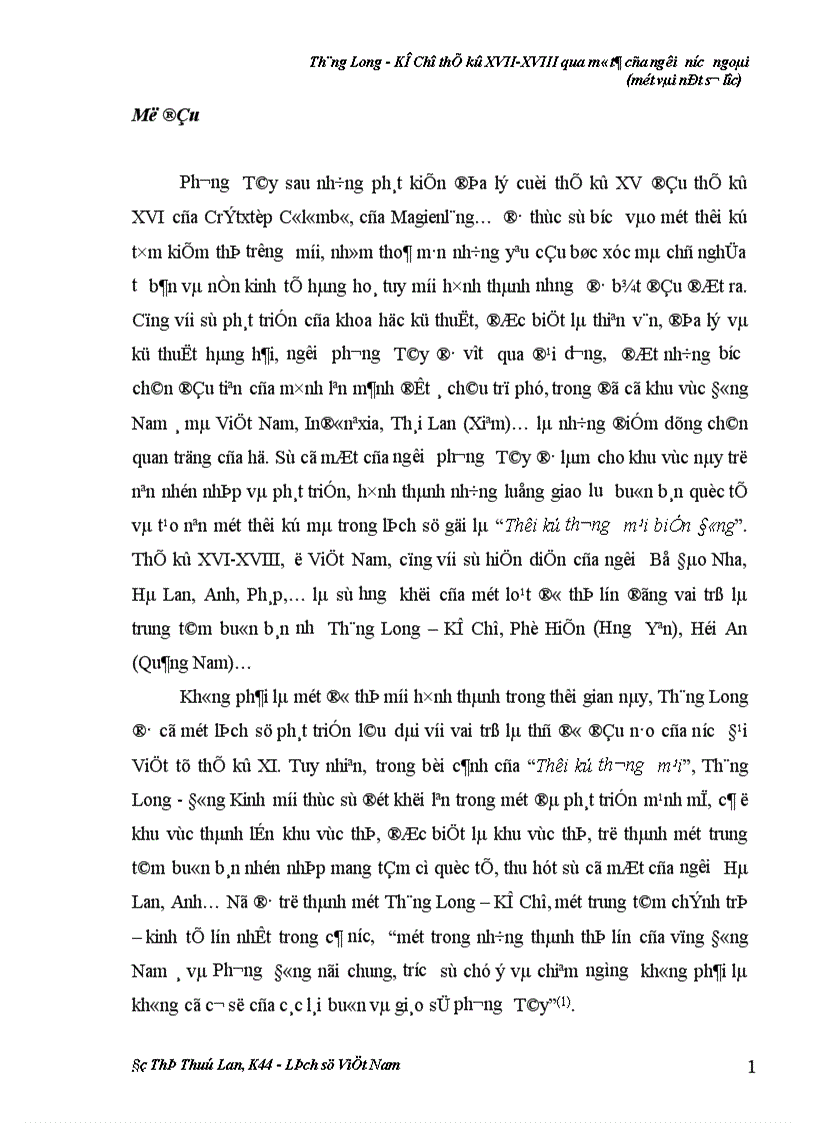 Thăng Long Kẻ Chợ thế kỷ XVII XVIII qua mô tả của người nước ngoài một vài nét sơ lược 1