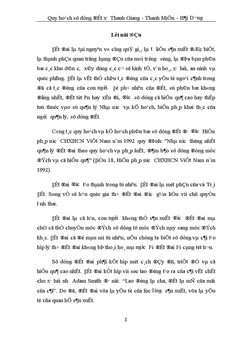 Quy hoạch sử dụng đất đai Xã Thanh Giang huyện Thanh Miện tỉnh Hải Dương