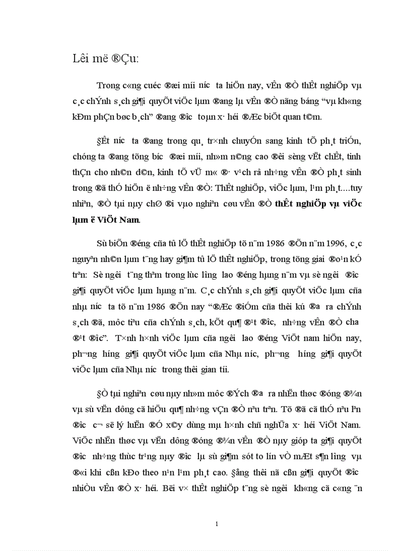 Vấn đề thất nghiệp và việc làm ở Việt Nam