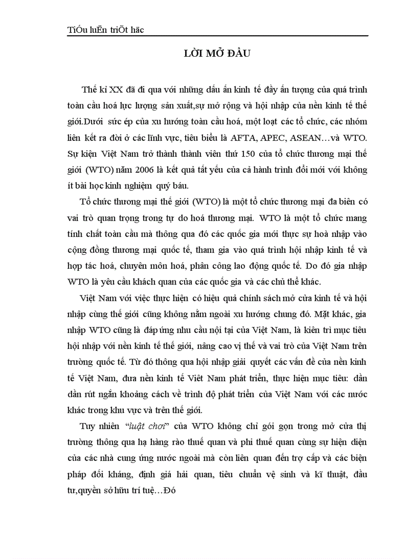mâu thuẫn biện chứng với việc tìm hiểu những cơ hội và thách thức khi Việt Nam gia nhập vào tổ chức thương mại thế giới WTO 1