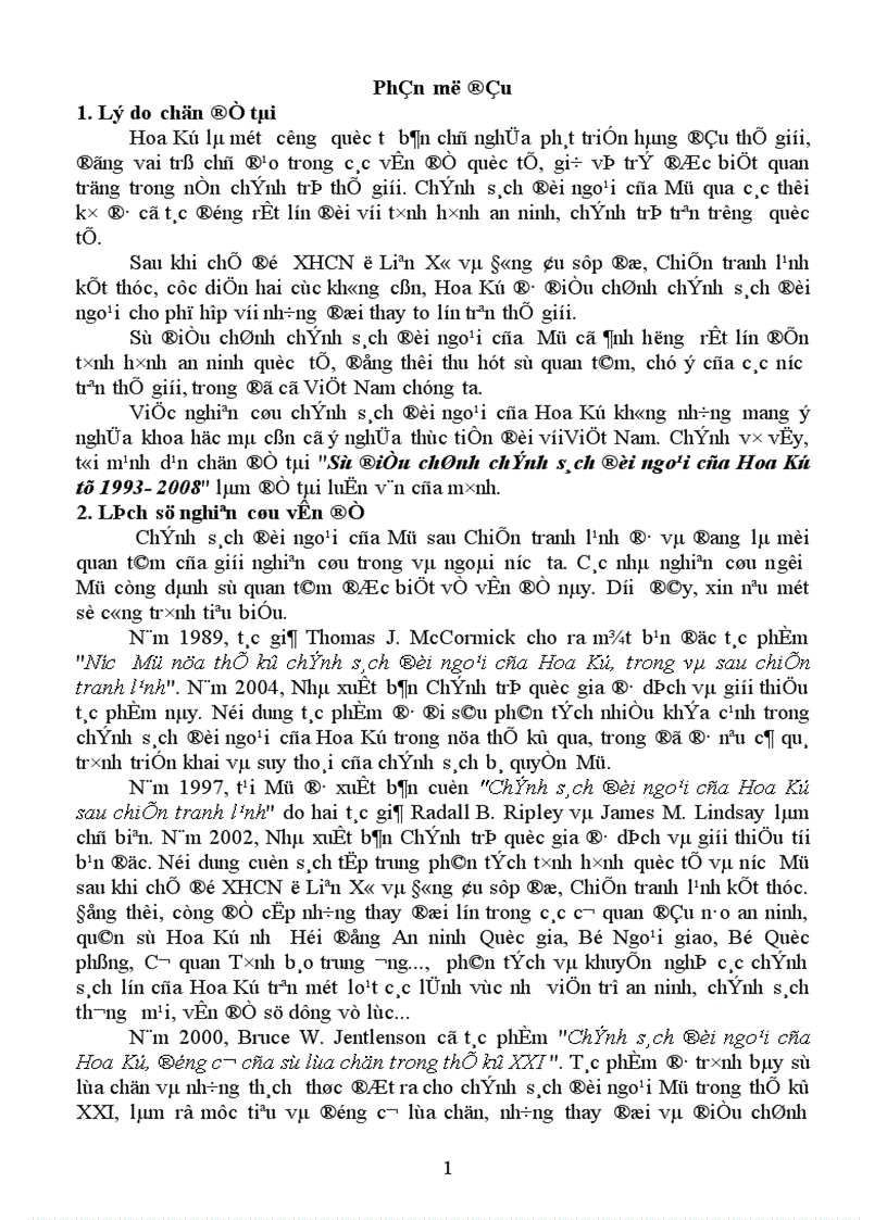 Sự điều chỉnh chính sách đối ngoại của Hoa Kỳ từ 1993 2008 1