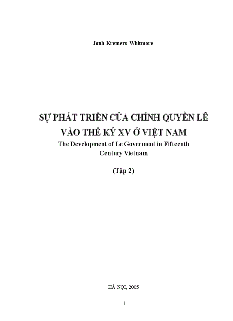 Sự phát triển của chính quyền lê vào thế kỷ xv ở việt nam 1