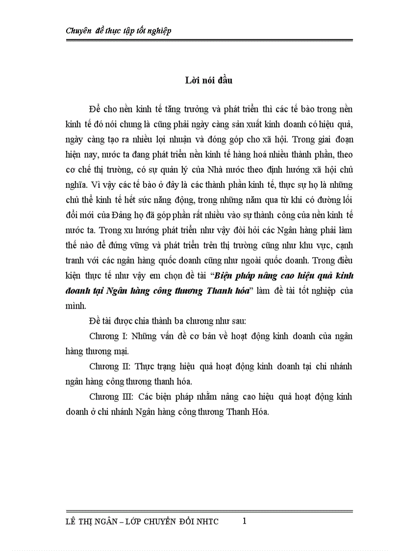 Biện pháp nâng cao hiệu quả kinh doanh tại Ngân hàng công thương Thanh hóa 1