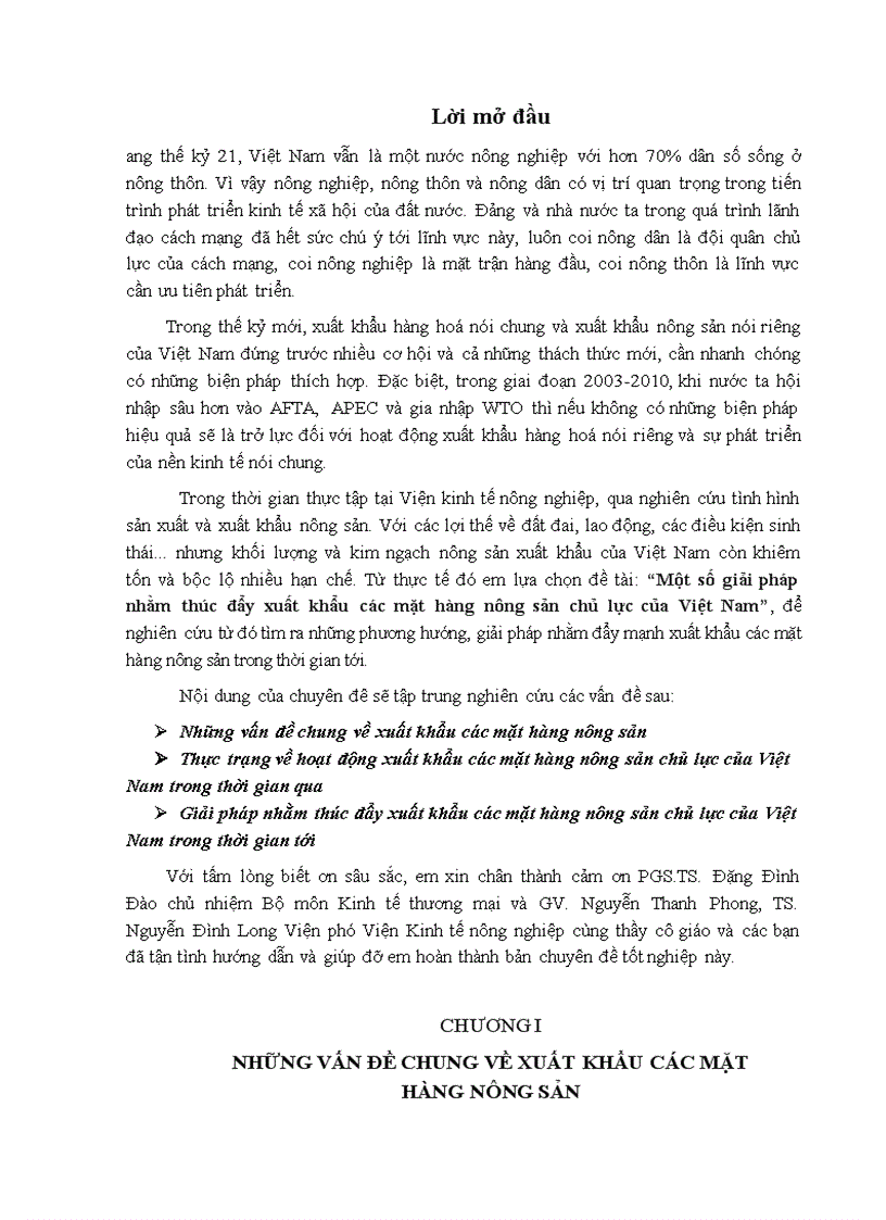 Một số giải pháp nhằm thúc đẩy xuất khẩu các mặt hàng nông sản chủ lực của Việt Nam