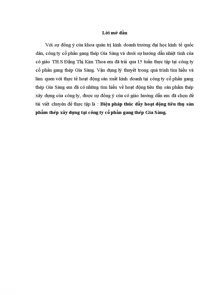 Biện pháp thúc đẩy hoạt động tiêu thụ sản phẩm thép xây dựng tại công ty cổ phần gang thép Gia Sàng 1