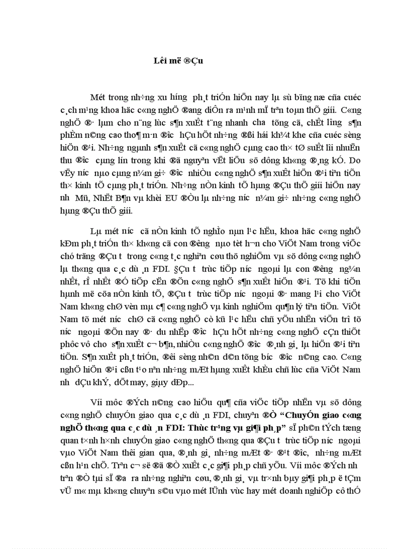 Chuyển giao công nghệ thông qua các dự án FDI Thực trạng và giải pháp 1