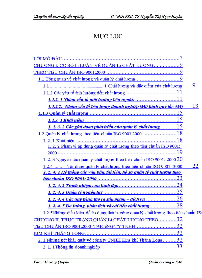 Hoàn thiện quản lý chất lượng theo tiêu chuẩn ISO 9001 2000 tại công ty TNHH Kim khí Thăng Long đến năm 2010 1