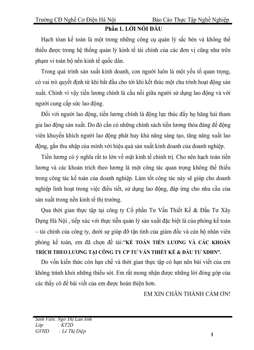 Kế toán tiền lương và các khoản trích theo lương tại công ty cp tư vấn thiết kế đầu tư xdhn