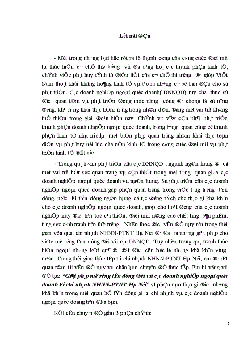 Giải pháp mở rộng tín dụng đối với các doanh nghiệp ngoài quốc doanh tại chi nhánh NHNN PTNT Hà Nội 1