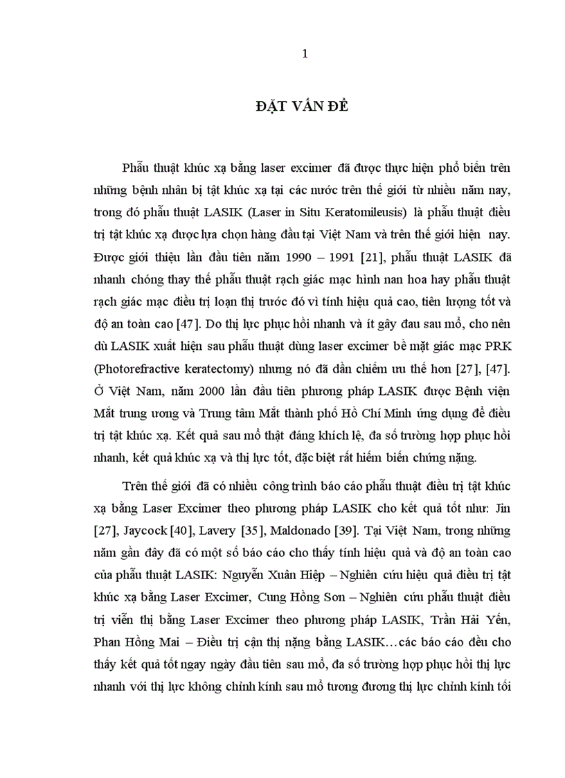 Nghiên cứu sự thay đổi thị lực và khúc xạ sau phẫu thuật Lasik và một số yếu tố liên quan 1