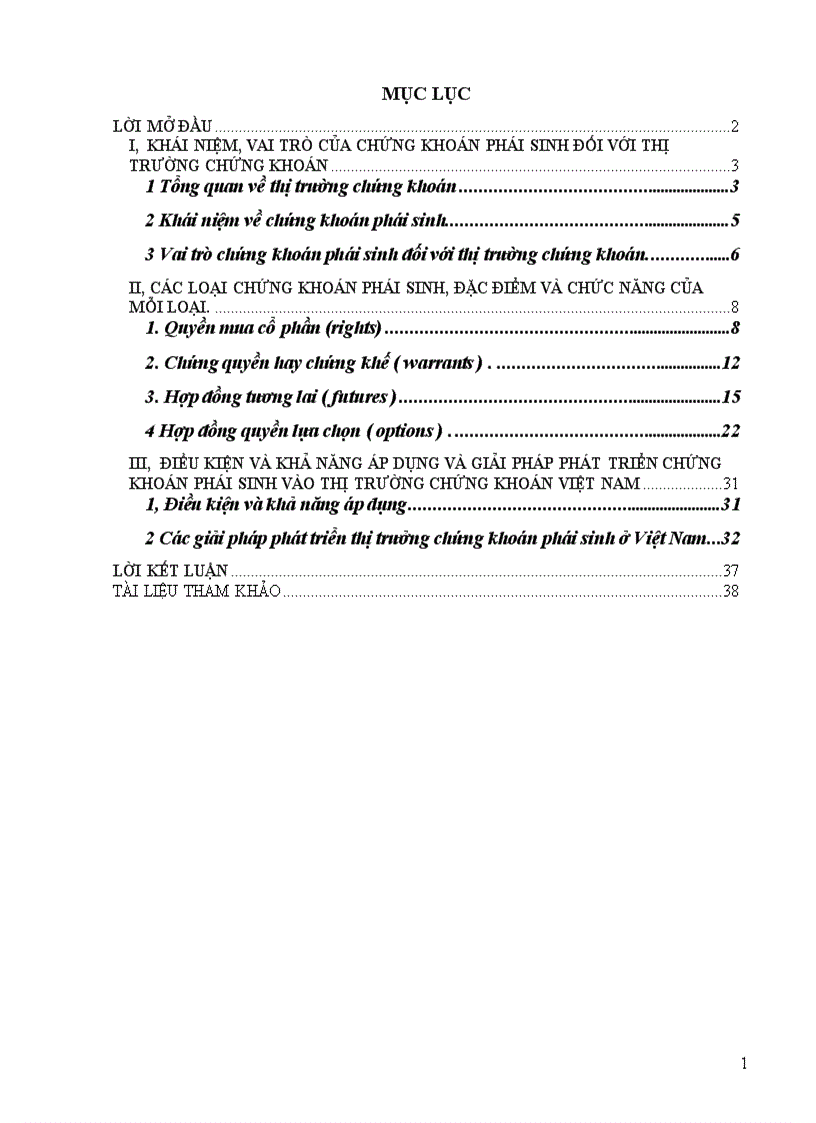 Điều kiện và khả năng áp dụng và giải pháp phát triển chứng khoán phái sinh vào thị trường chứng khoán việt nam