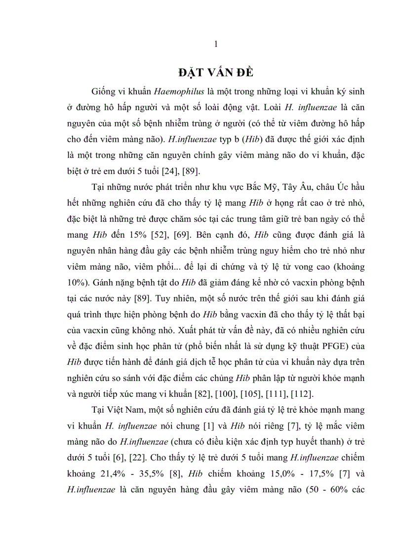 Đặc điểm sinh học phân tử của Haemophilus influenzae typ b phân lập từ bệnh nhi viêm màng não dưới 5 tuổi và trẻ khỏe mạnh tại nhà trẻ mẫu giáo