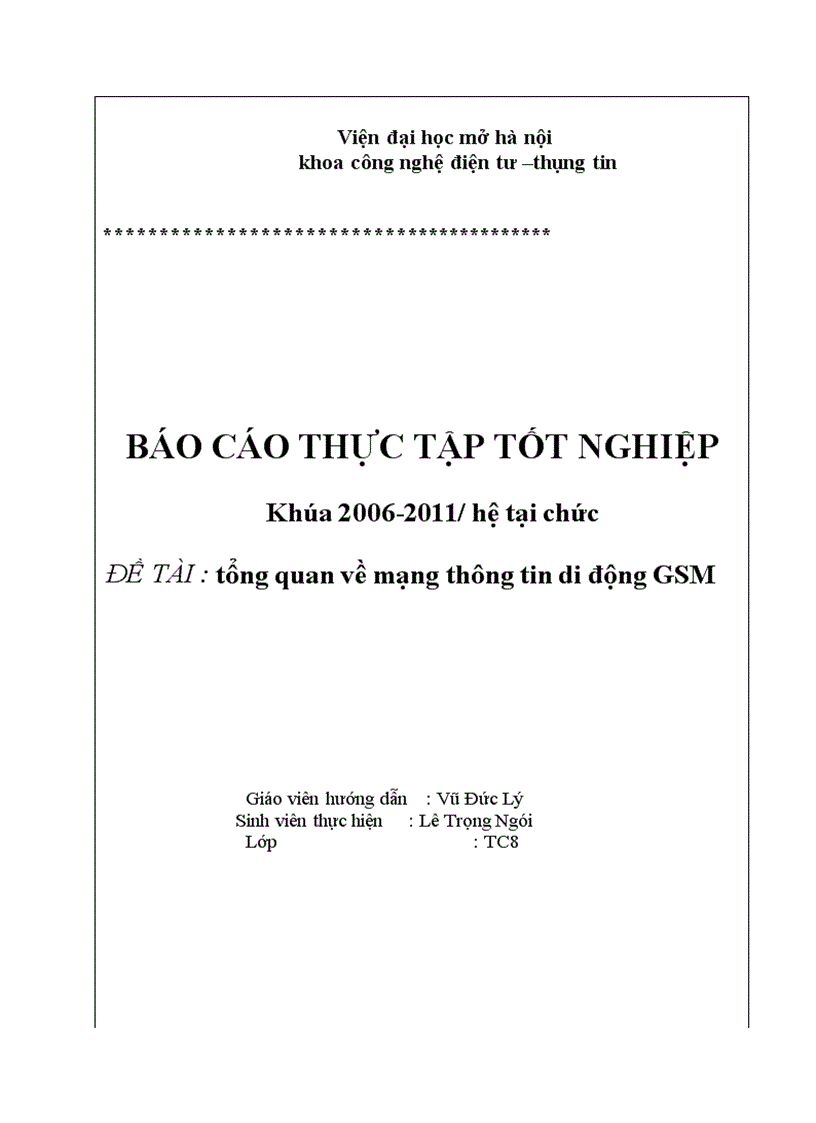 Tổng quan về mạng thông tin di động GSM