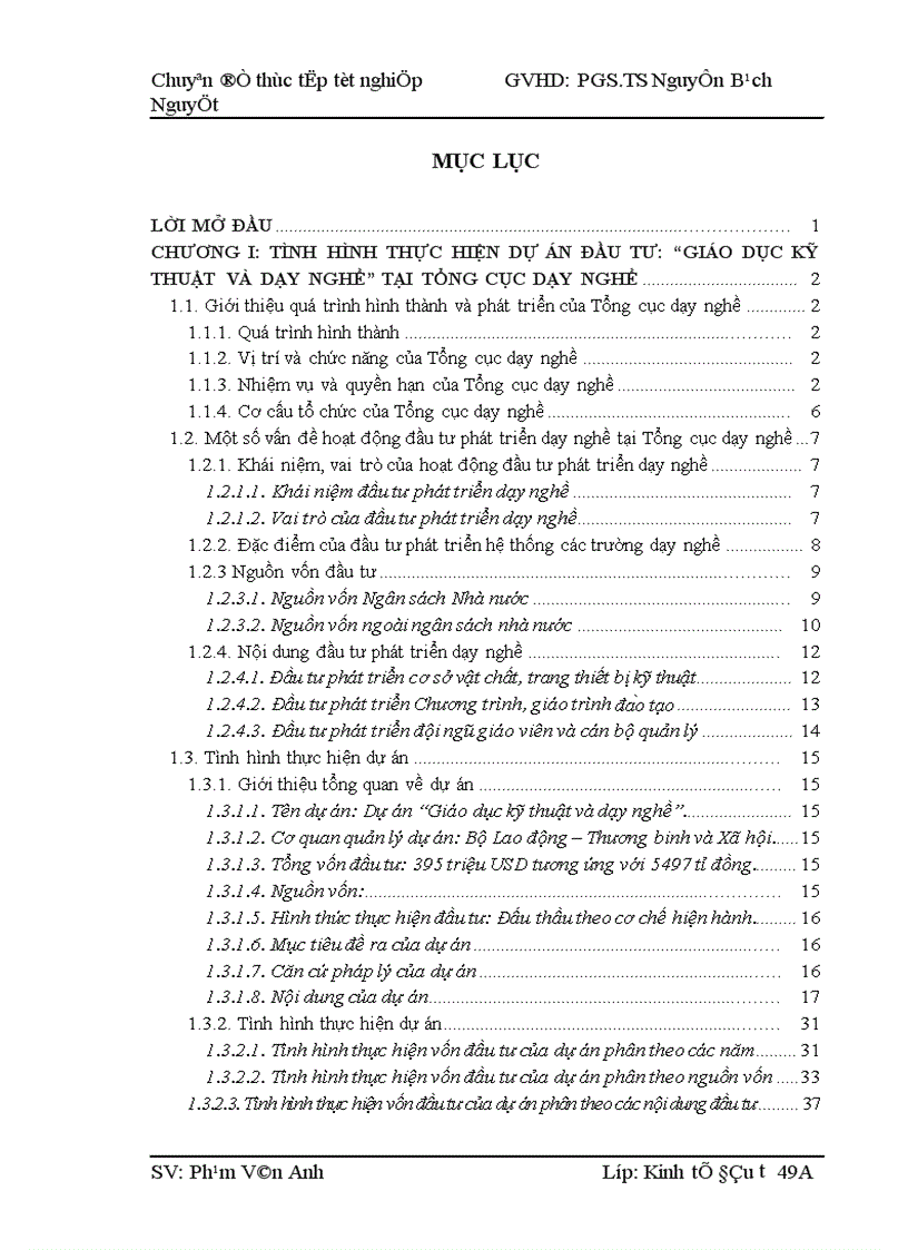 Dự án đầu tư Giáo dục kỹ thuật và dạy nghề