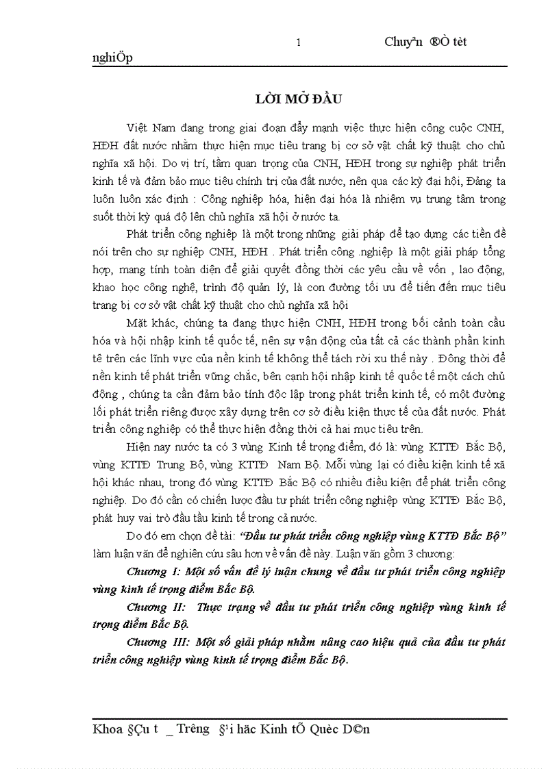 Đầu tư phát triển công nghiệp vùng KTTĐ Bắc Bộ 1