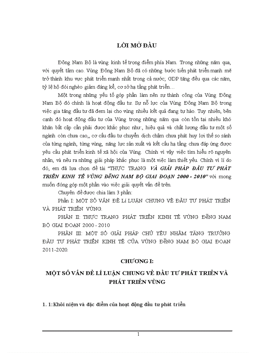 Thực trạng và giải pháp đầu tư phát triển kinh tế vùng Đông Nam Bộ giai đoạn 2000 2010 1