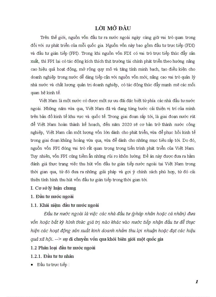 Giải pháp trong việc thu hút và quản lý nguồn vốn đầu tư gián tiếp nước ngoài FPI tại Việt Nam