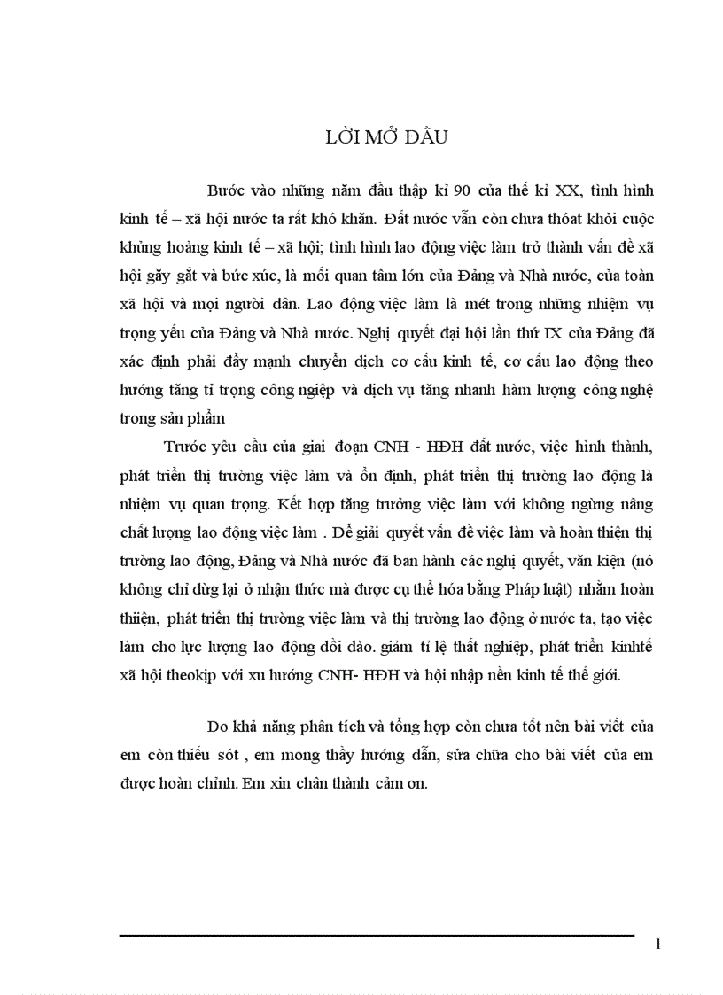 Phân tích mối quan hệ thị trường việc làm và thị trường lao động ở Việt Nam 1